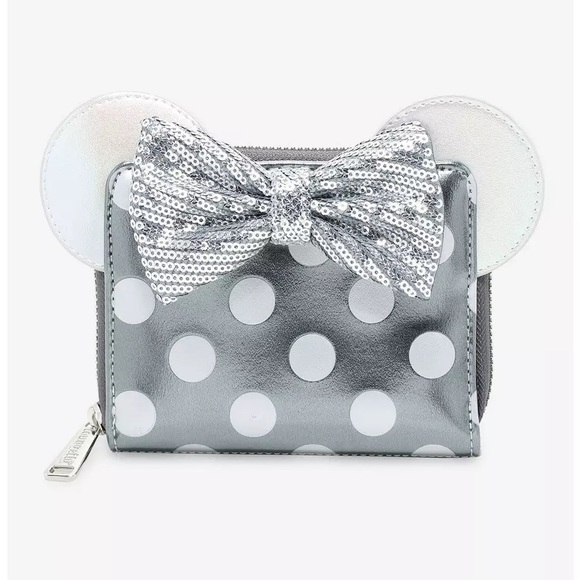 NEW Loungefly Disney 100 Minnie Mouse Platinum mini backpack and wallet set - Picture 3 of 16
